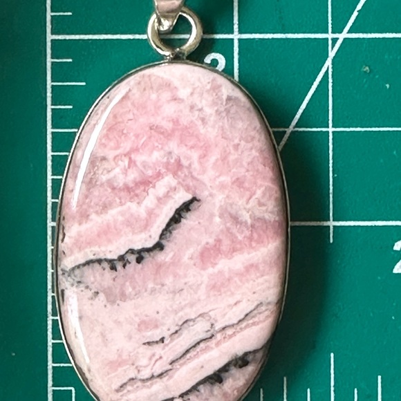Rhodochrosite large stone sterling silver pendant - Picture 6 of 6